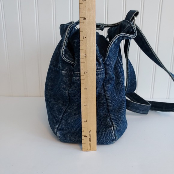 Vtg Denim Bag Embroidered Floral Butterfly Blue Jean Purse Boho Hippie Art Indie - Picture 10 of 13